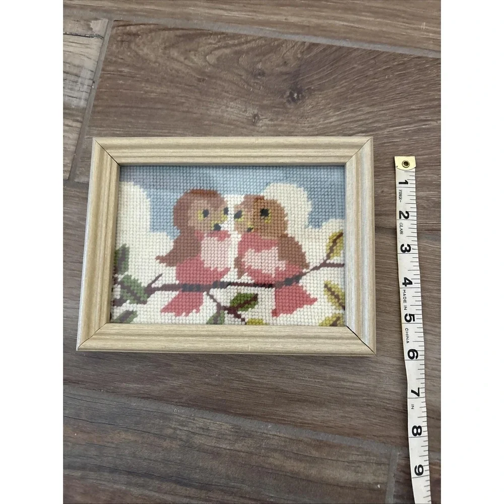 Vintage Garden Birds Finished Oak Framed Cross Stitch Blooms Floral‎ 8